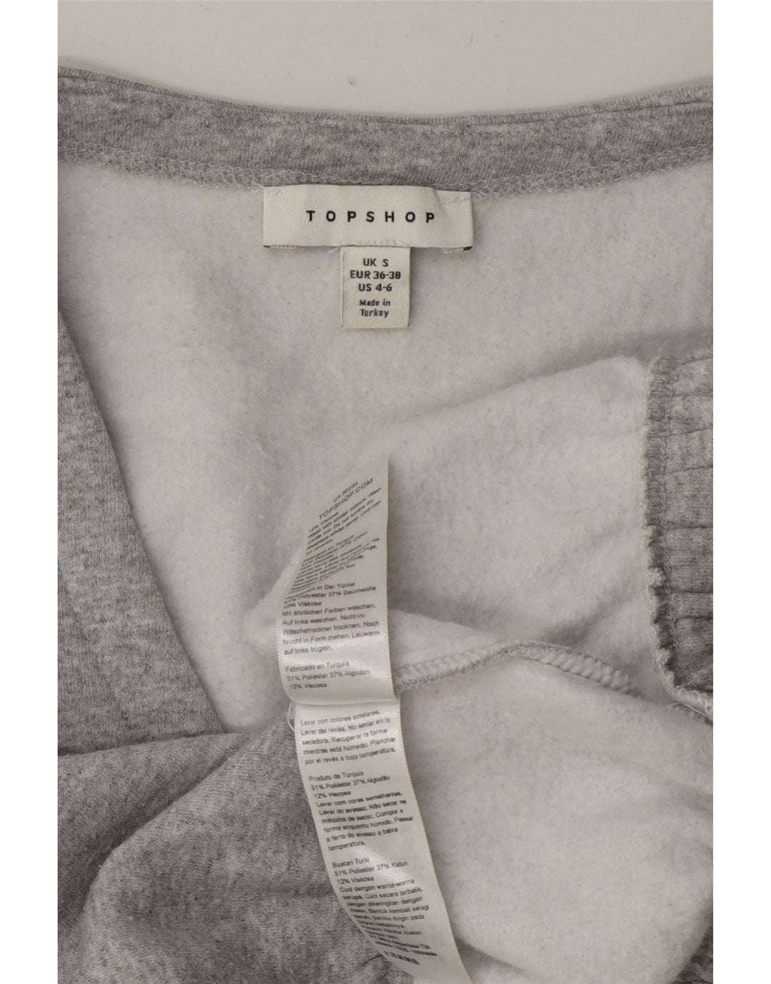 Topshop Damen Crop Oversized Sweatshirt Pullover UK 10 Small Grau Polyester