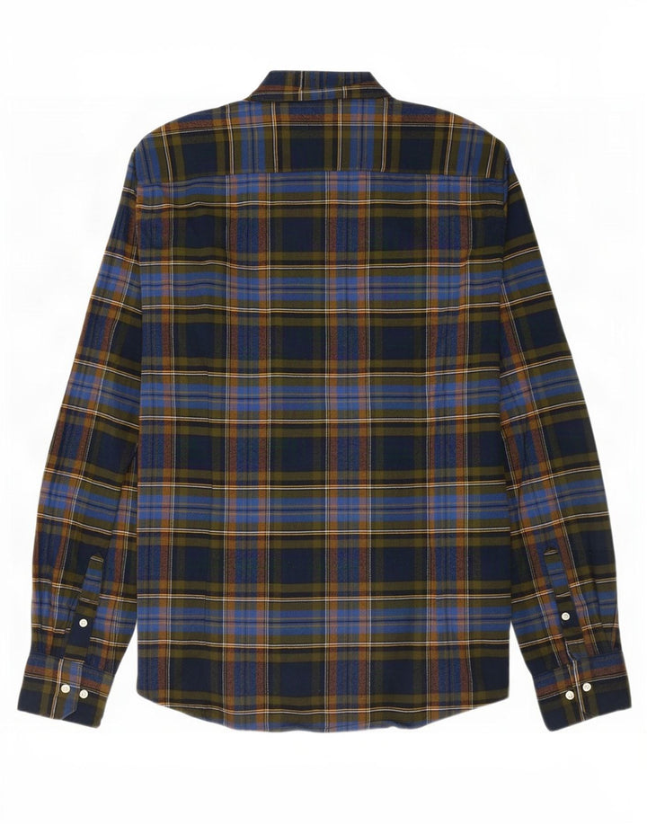Barbour Herren-Flanellhemd mit maßgeschneiderter Passform, mittelblau, kariert, Baumwolle