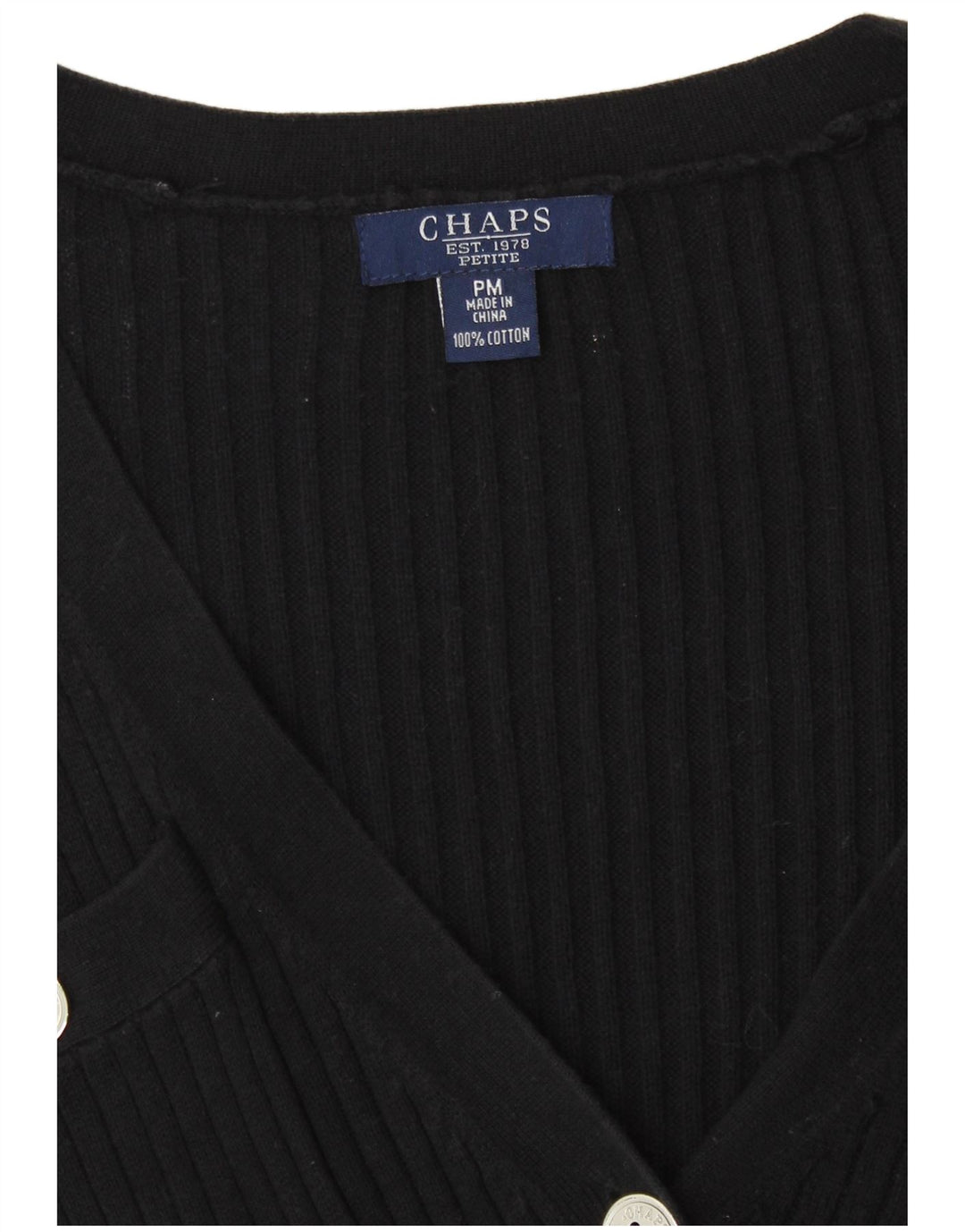 Chaps Damen Petite Cardigan Pullover UK 14 Mittelschwarze Baumwolle