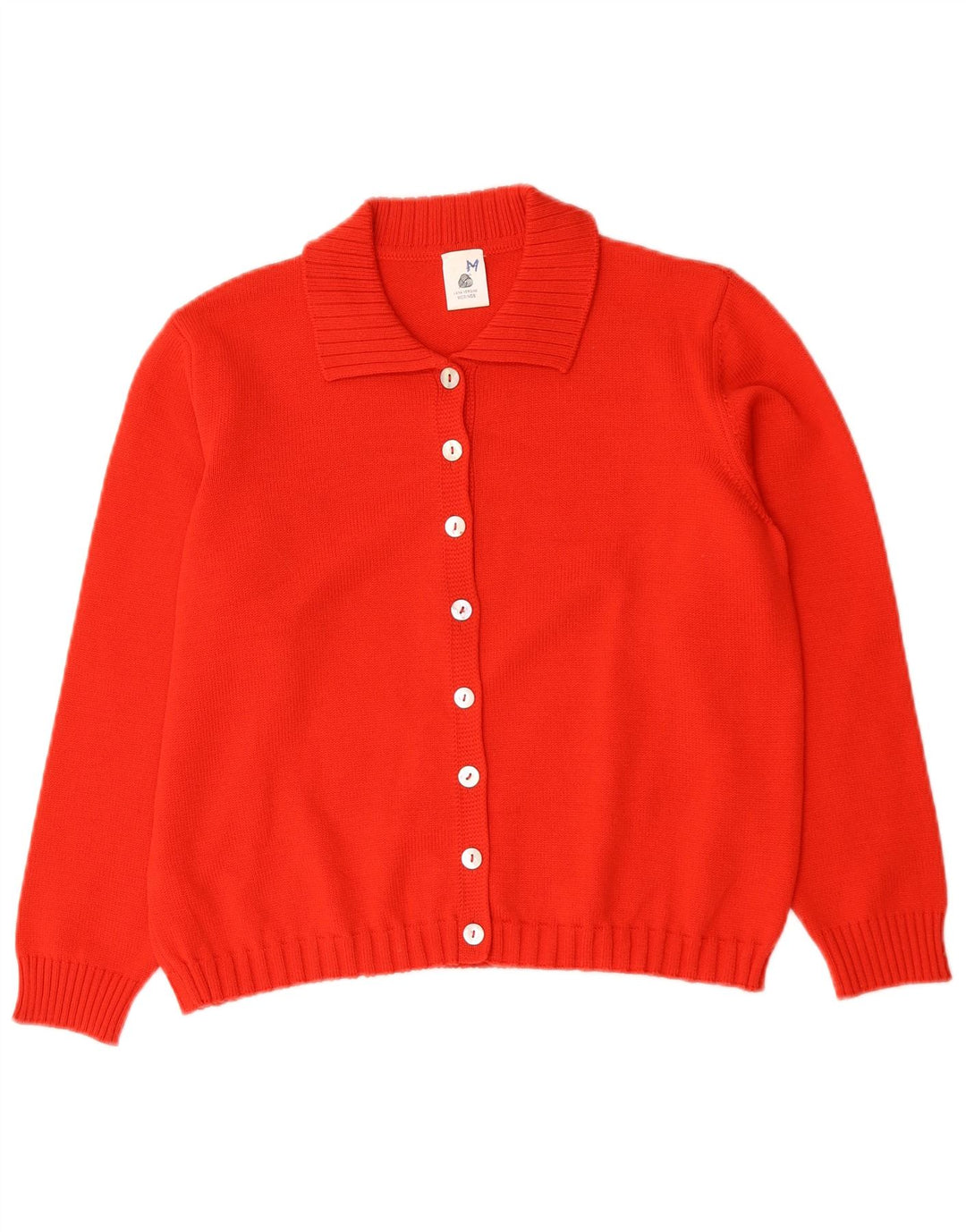 Vintage Damen Cardigan Pullover UK 14 Mittelrote Merinowolle