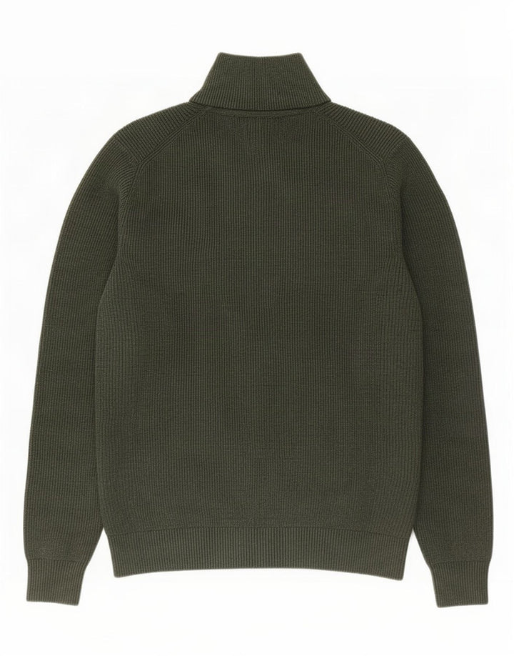 Marks & Spencer Herren-Pullover mit Reißverschluss am Hals, groß, Khaki, Polyester