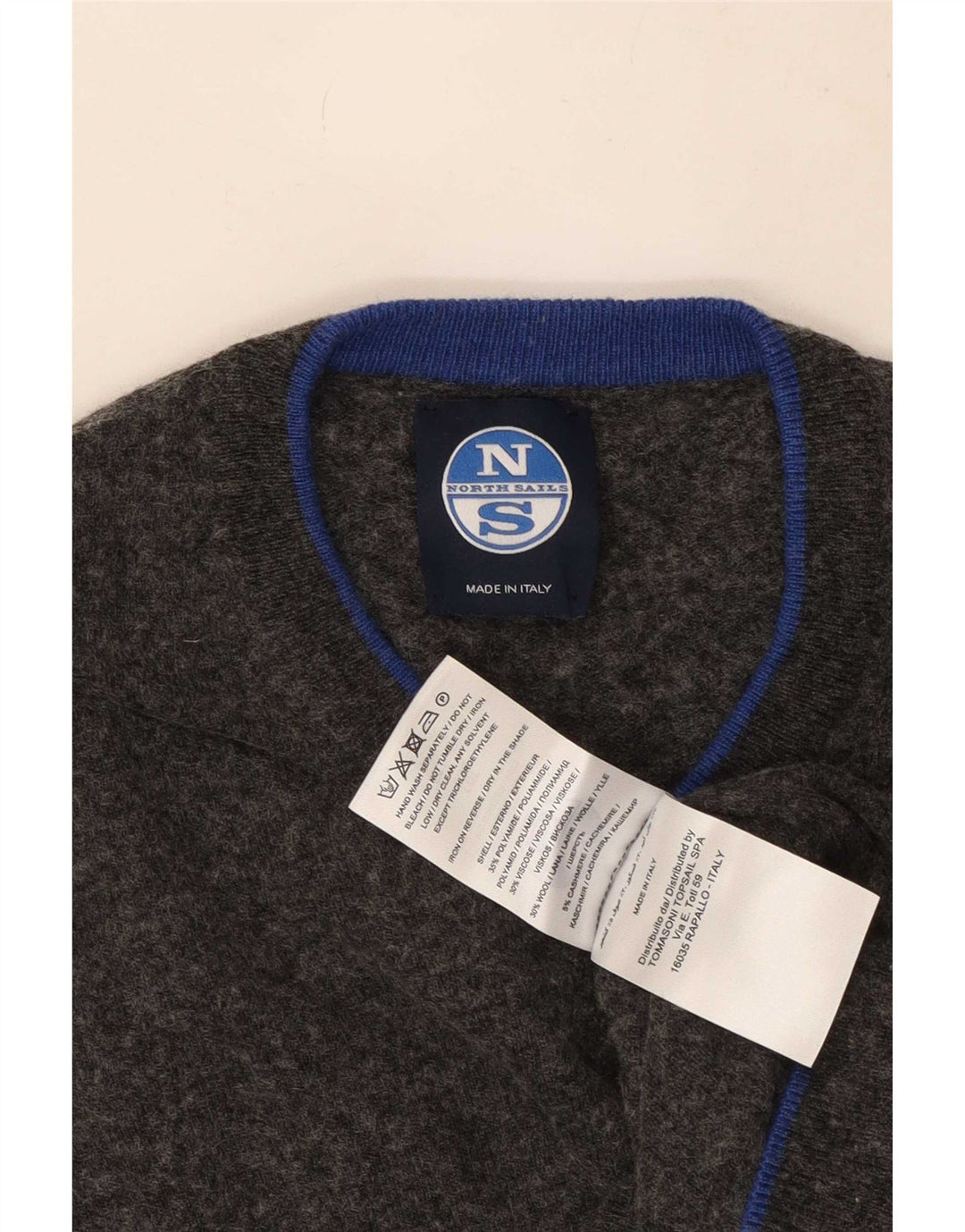 North Sails Herren-Pullover mit V-Ausschnitt, mittelgraues Polyamid