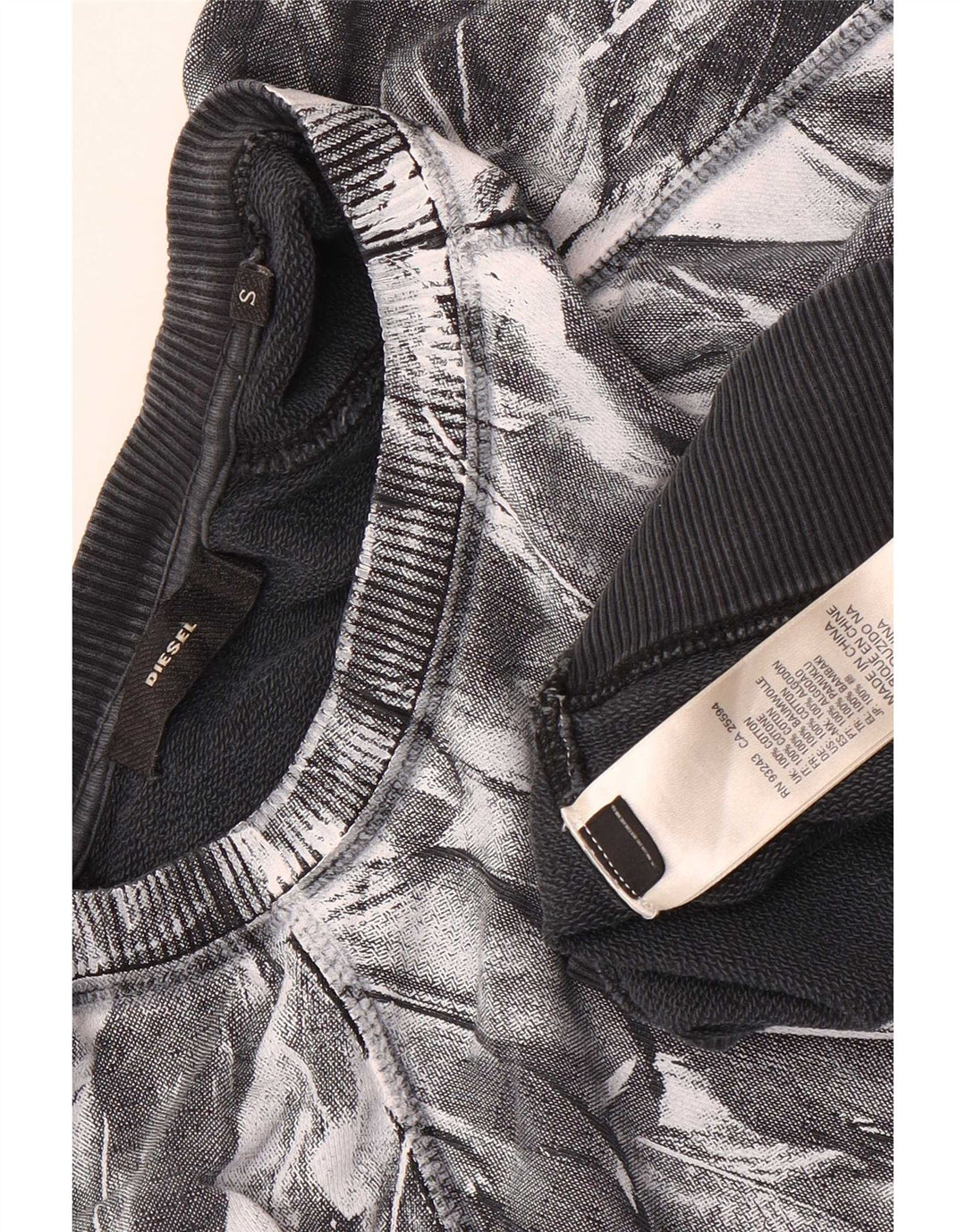 Diesel Herren-Sweatshirt mit Grafik, Größe S, schwarze Baumwolle