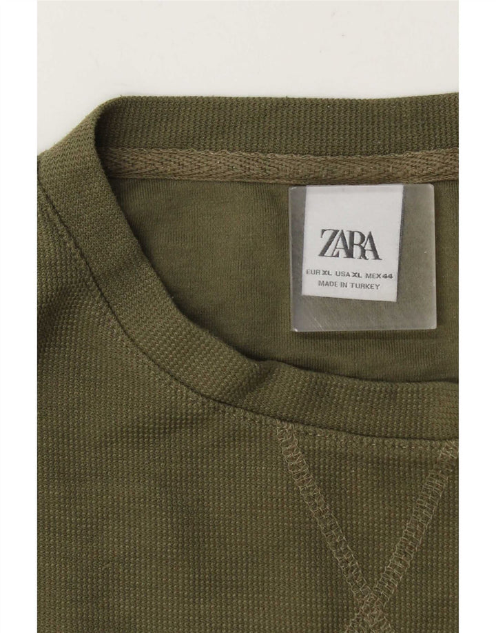 Zara Herren T-Shirt Top XL Khaki
