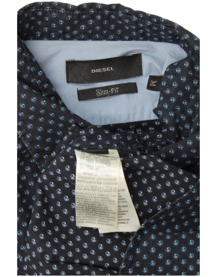 Diesel Herren-Slim-Fit-Hemd aus mittelblauer, gepunkteter Baumwolle