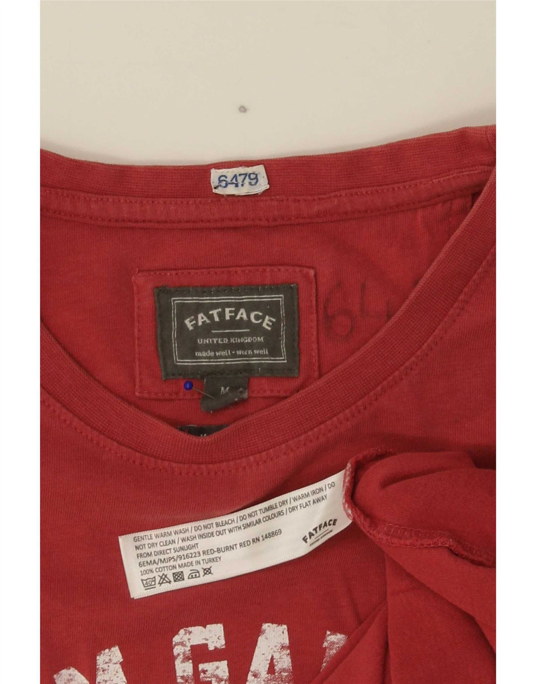 Fat Face Herren-T-Shirt mit Großbritannien-Grafik, mittelrote Baumwolle