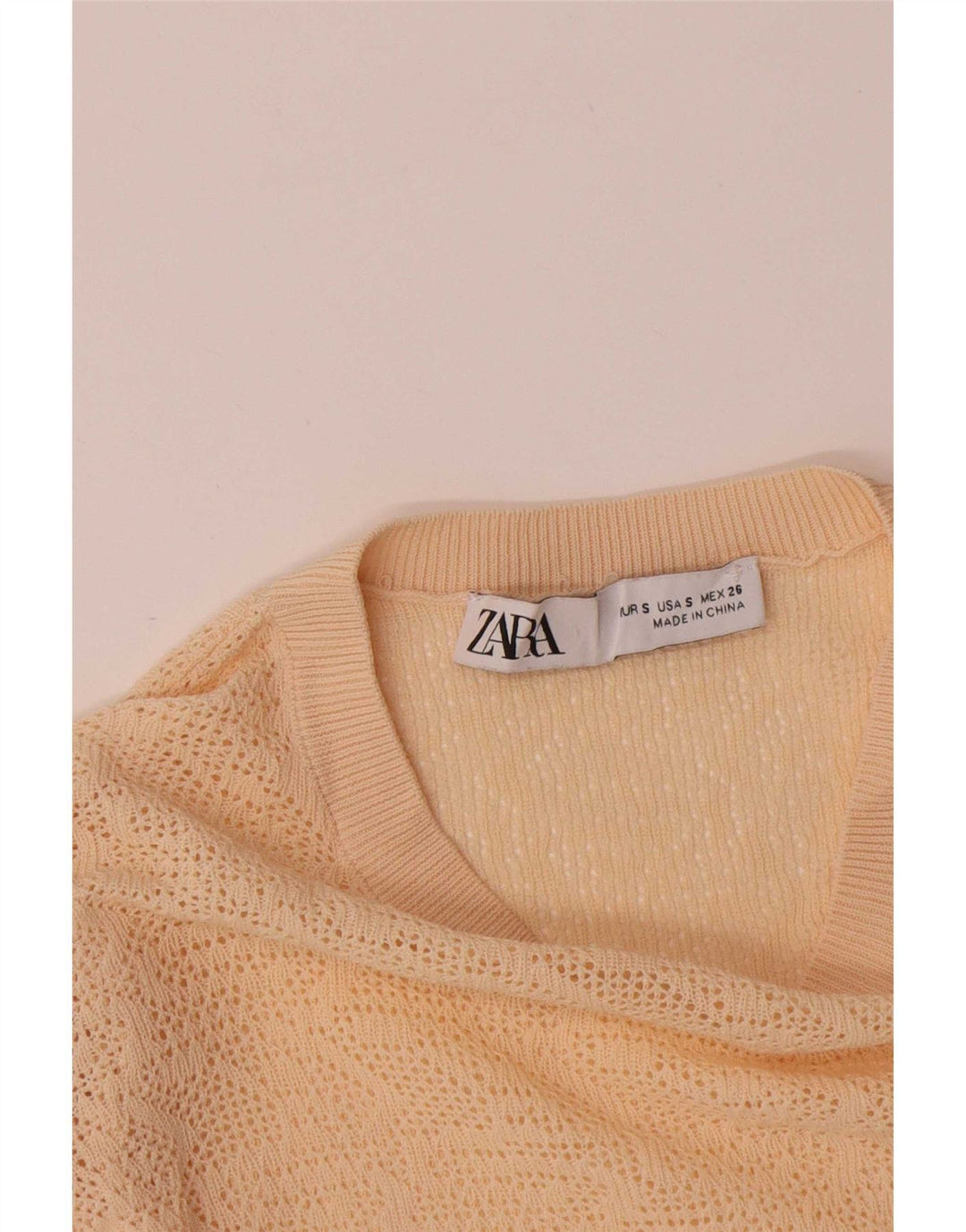 Zara Damen Top Langarm UK 8 Small Beige