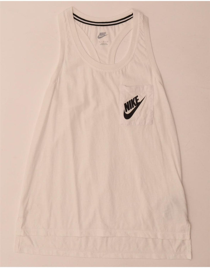 Nike Damen Graphic Vest Top UK 10 Small Weiß Modal