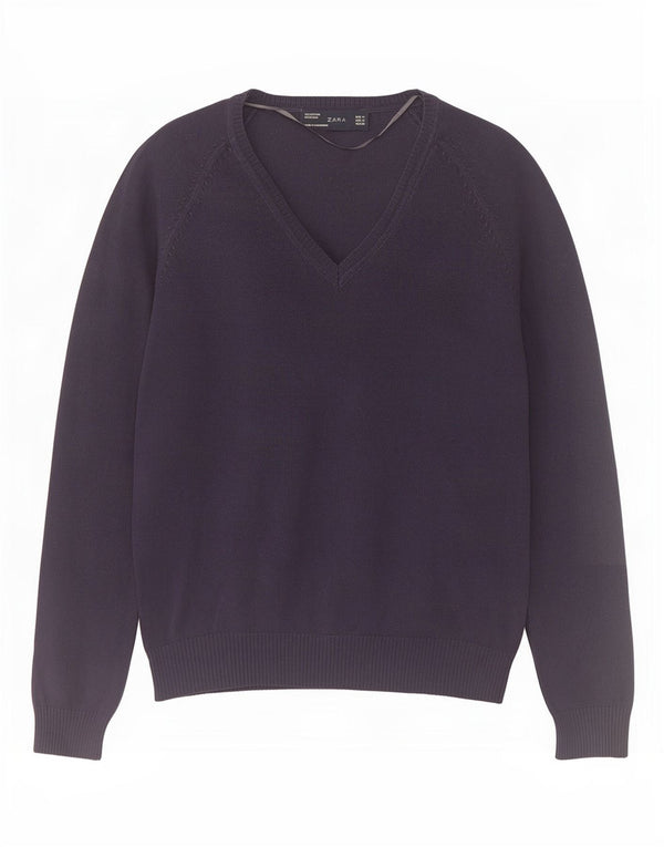 Zara Damen-Pullover mit V-Ausschnitt, Gr. 12, mittleres Marineblau