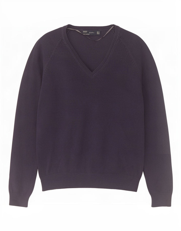 Zara Damen-Pullover mit V-Ausschnitt, Gr. 12, mittleres Marineblau