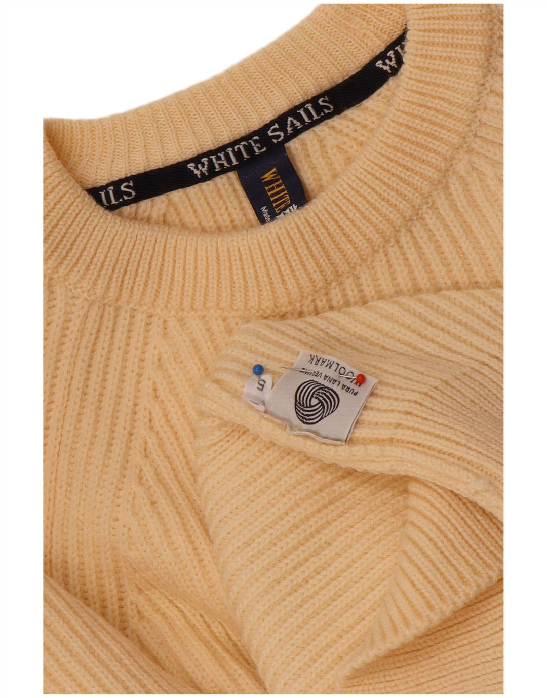 White Sails Herren-Pullover mit Rundhalsausschnitt, mittelbeige Wolle