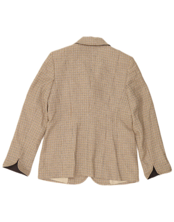 Barbara Kessels Damen 4-Knopf-Blazerjacke EU 38 Mittelbeige karierte Wolle