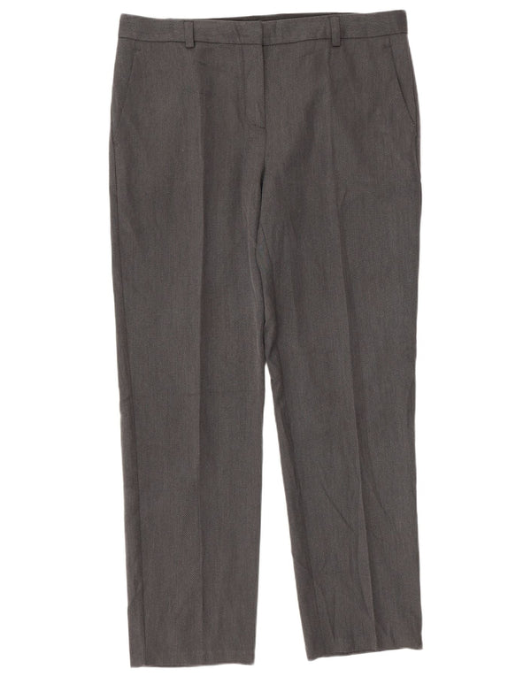 Marks & Spencer Womens Straight Suit Trousers UK 14 Large W34 L30 Grey