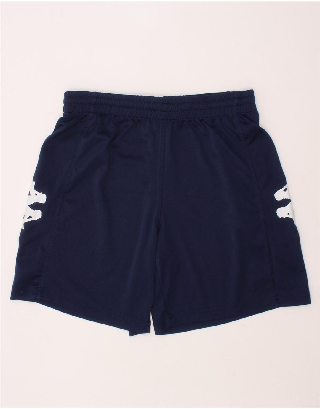 KAPPA Boys Graphic Sport Shorts 9-10 Years Large Navy Blue Polyester Vintage Kappa and Second-Hand Kappa from Messina Hembry 