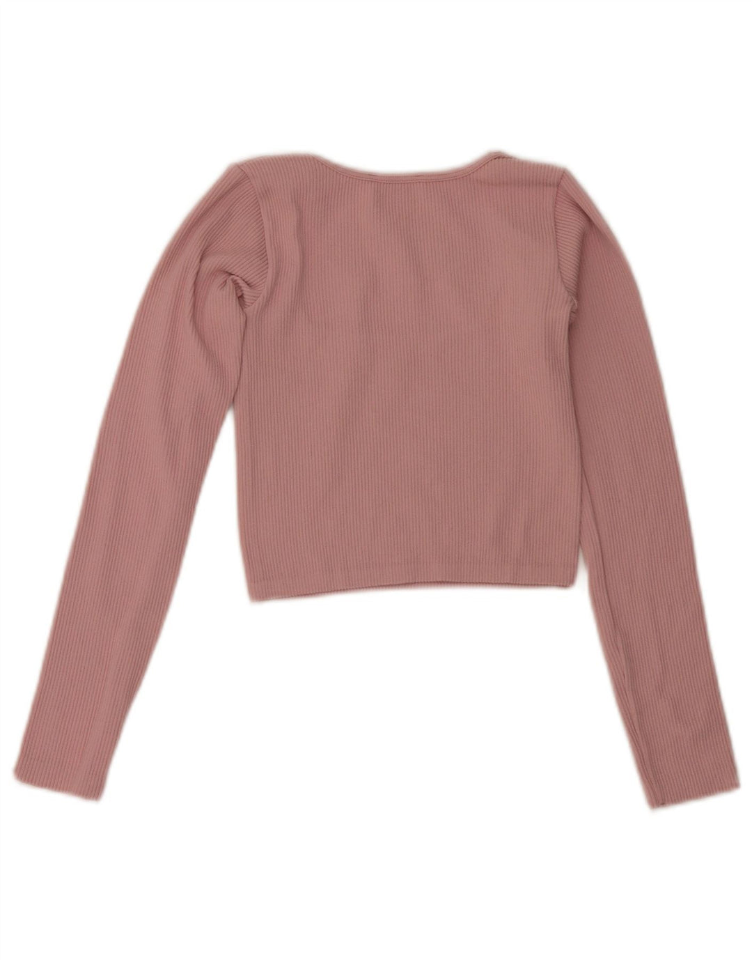 Zara Damen Crop Top Langarm UK 4 XS Rosa Polyamid