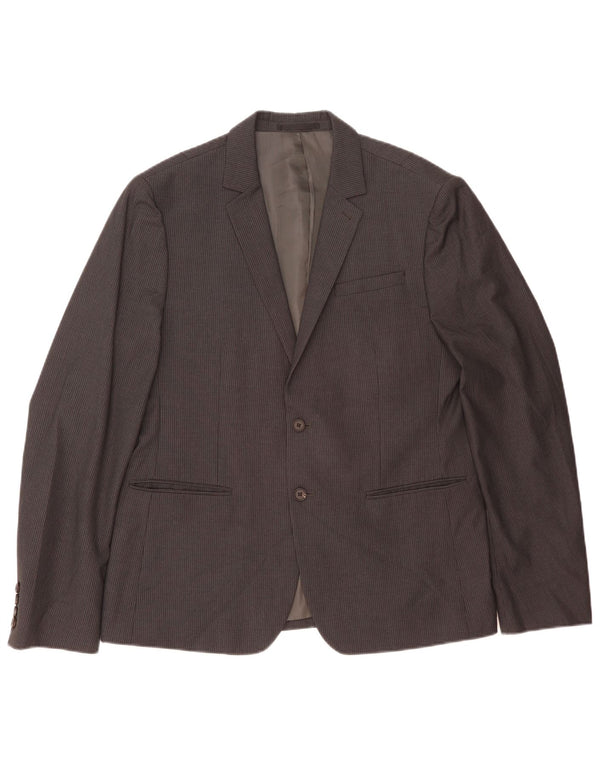 All Saints Herren-Blazer mit 2 Knöpfen, UK 42, XL, grauer Nadelstreifen