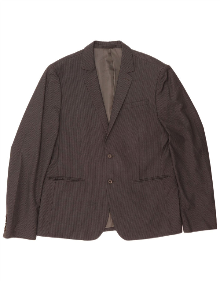 All Saints Herren-Blazer mit 2 Knöpfen, UK 42, XL, grauer Nadelstreifen