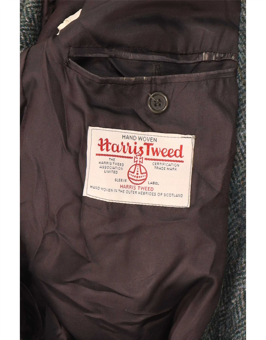 Harris Tweed Herren-Blazer mit 2 Knöpfen, IT 54 2XL, grünes Fischgrätenmuster