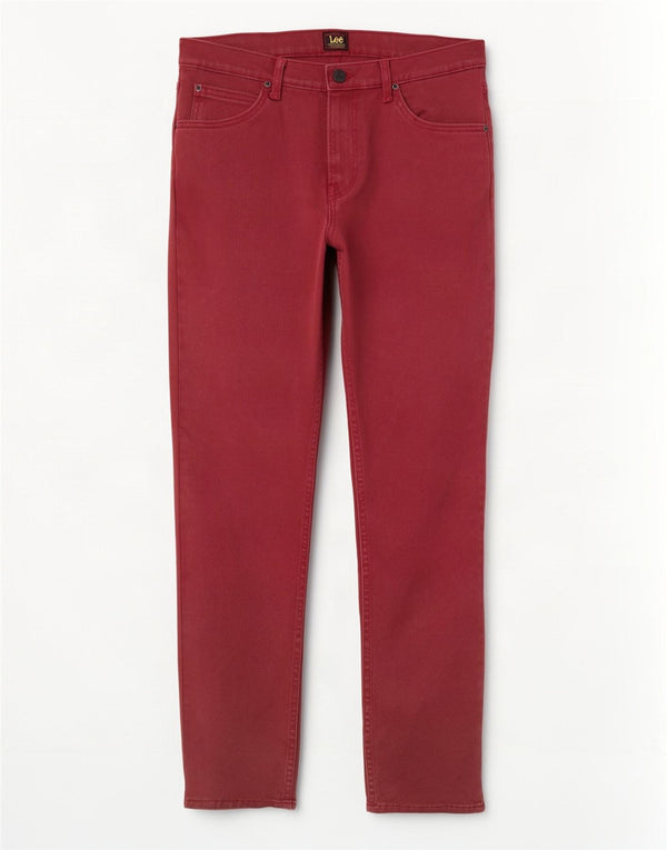 Lee Herren Rider Straight Slim Jeans W31 L32 Burgunderrote Baumwolle