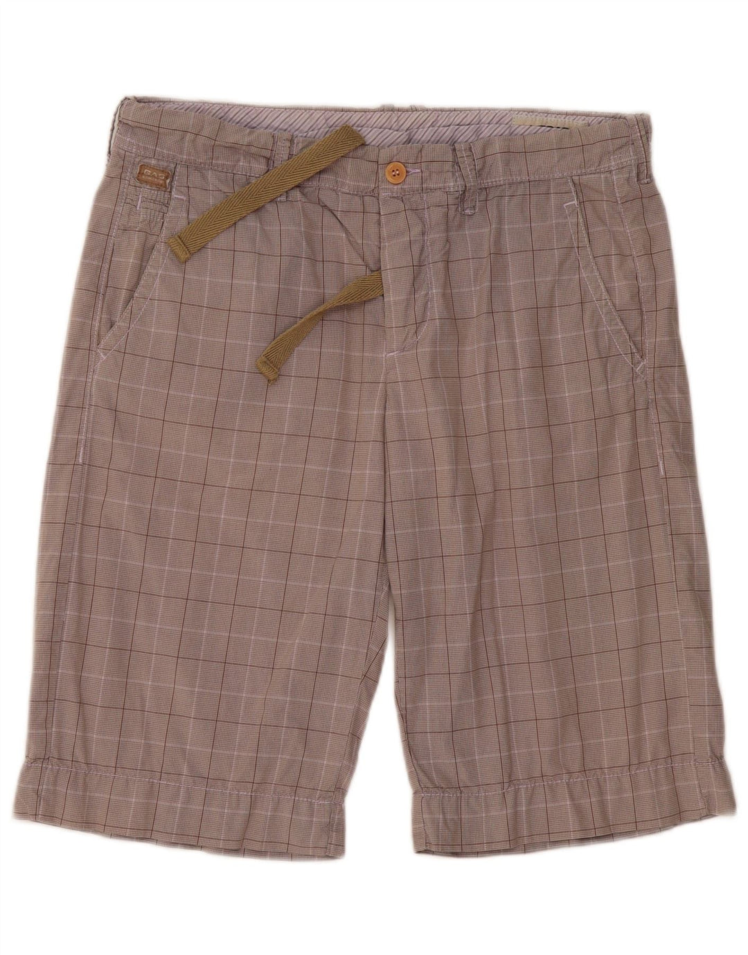 Gas Herren Chinoshorts W34 Large Grau kariert