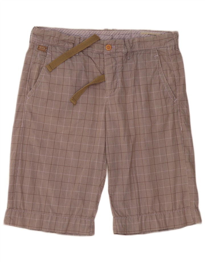 Gas Herren Chinoshorts W34 Large Grau kariert