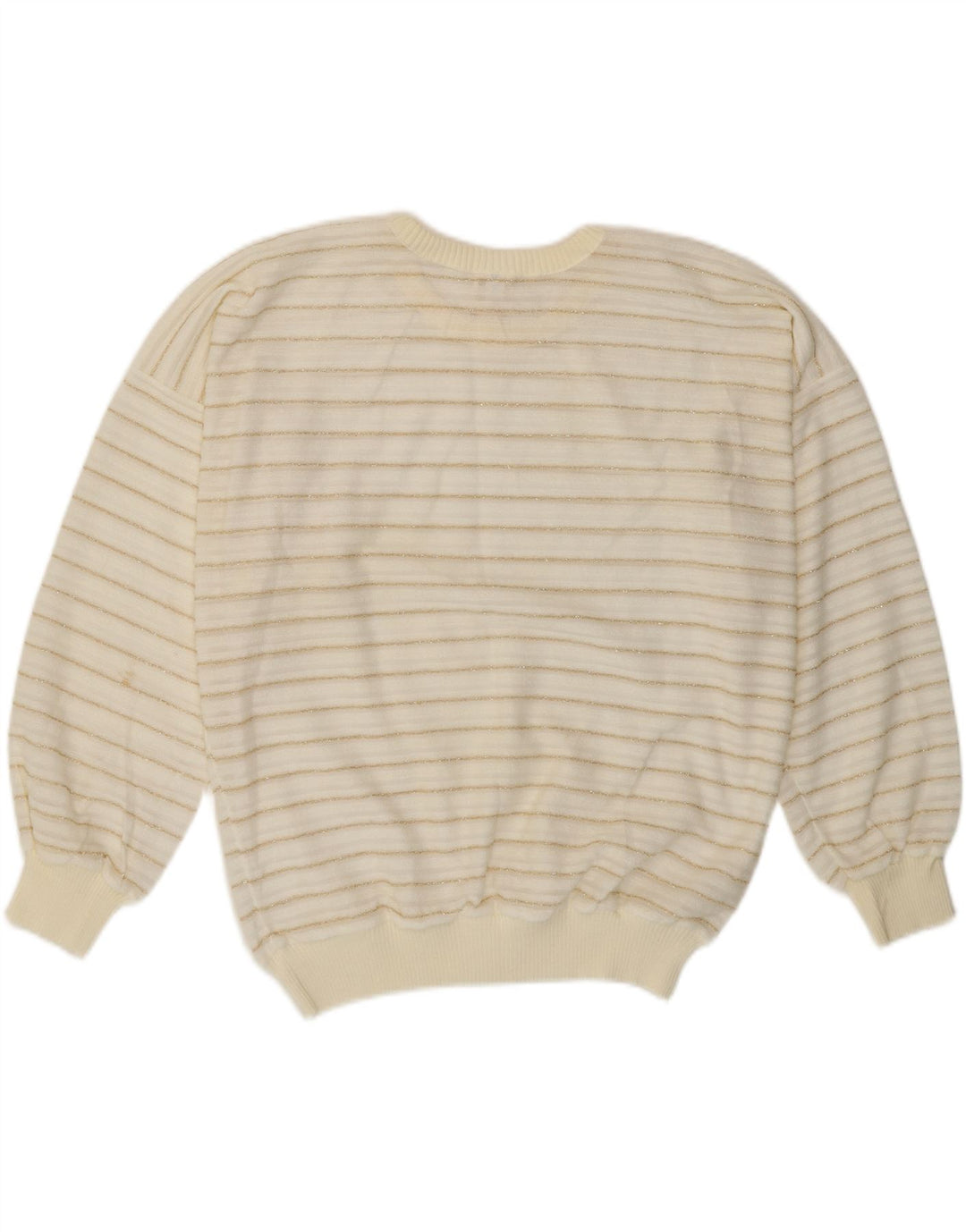 Vintage Damen Pullover mit Rundhalsausschnitt, EU 42, groß, weiß gestreift