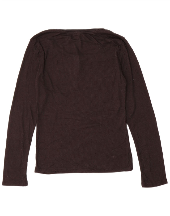 CALVIN KLEIN Damen Top Langarm UK 10 Small Braun