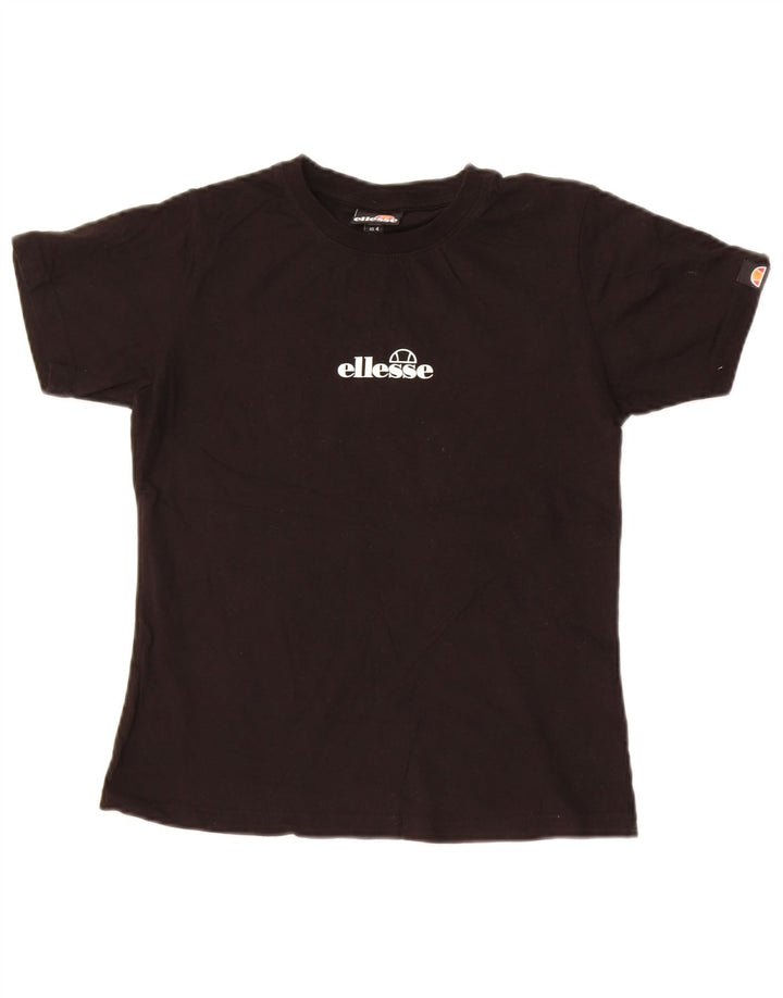 Ellesse Womens Graphic T-Shirt Top UK 8 Small Schwarz Baumwolle