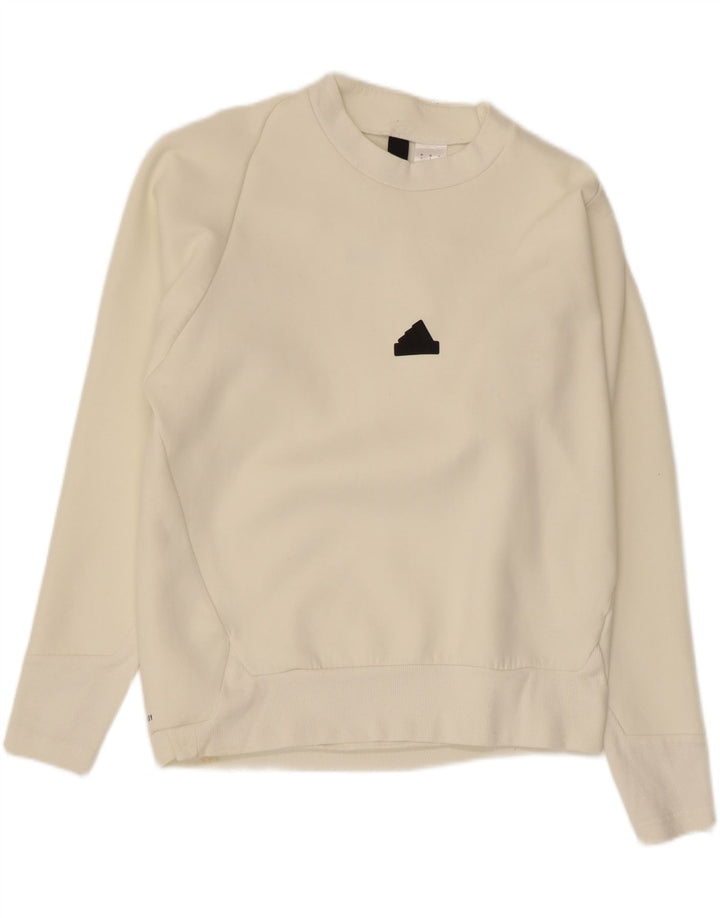 ADIDAS Mens Aeroready Sweatshirt Jumper Small Off White Cotton