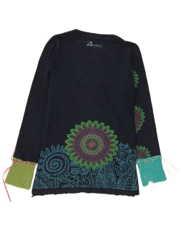 Desigual Womens Graphic Top Langarm UK 14 Large Marineblau Paisley