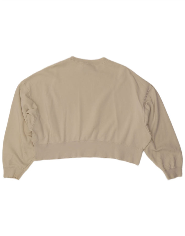 NIKE Womens Crop Oversized Sweatshirt Pullover UK 10 Small Off White Baumwolle
