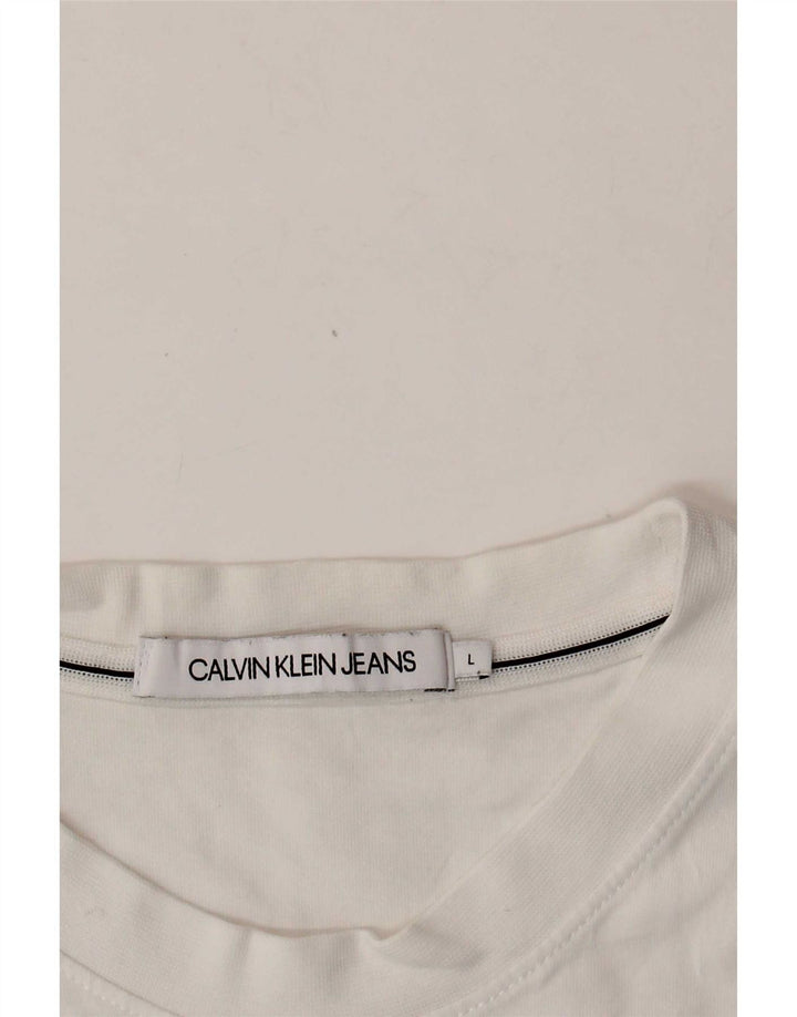 Calvin Klein Jeans Mens Top Long Sleeve Large White