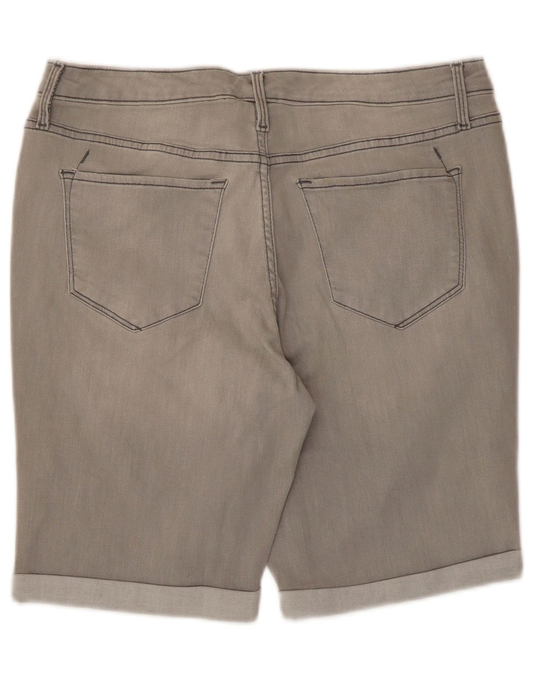 Mossimo Damen Power Stretch Mid Rise Denim Shorts US 12 Large W31 Grau