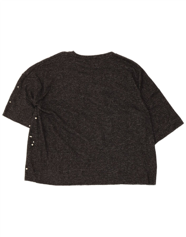 Zara Damen Übergroßes T-Shirt Top UK 10 Small Grau Polyester