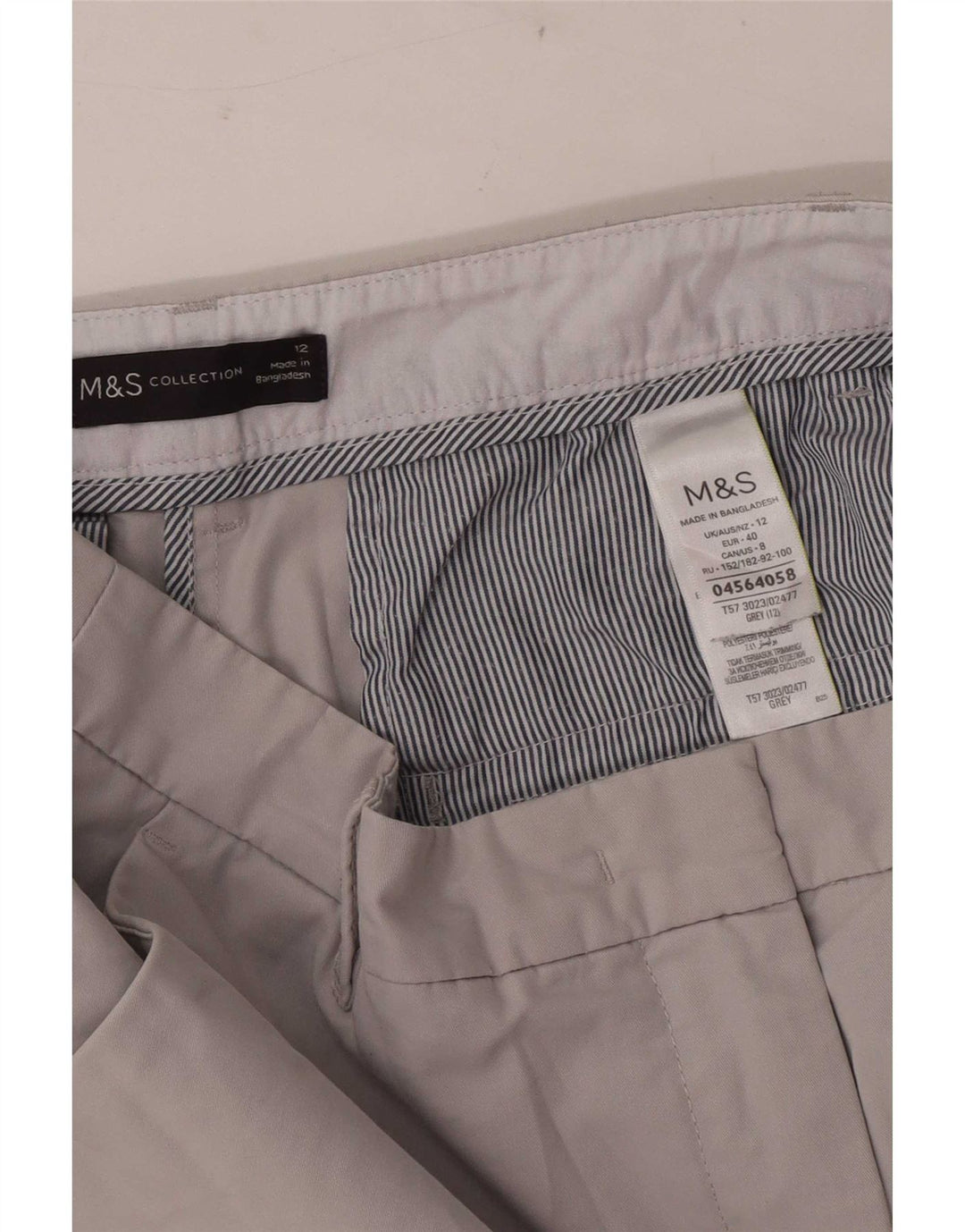 Marks & Spencer Damen Chinoshorts UK 12 Medium W30 Graue Baumwolle