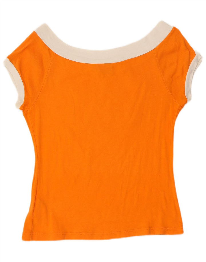 LEE Damen Crop Graphic T-Shirt Top UK 12 Mittelorange Baumwolle