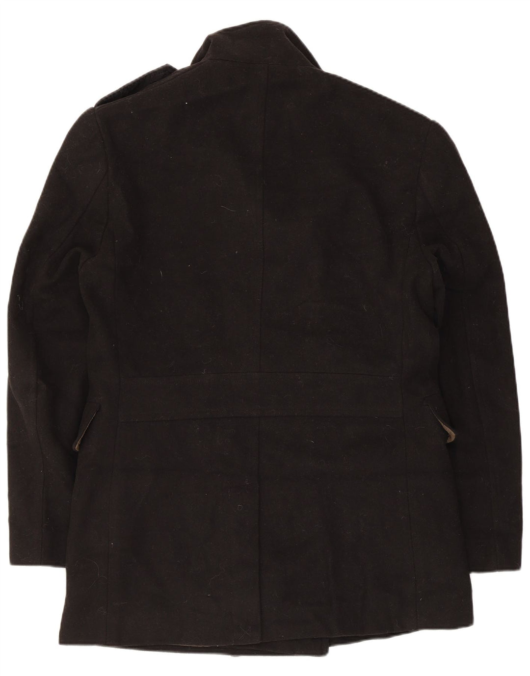 Marks & Spencer Herren Zweireihiger Mantel UK 36 Small Schwarz Polyester
