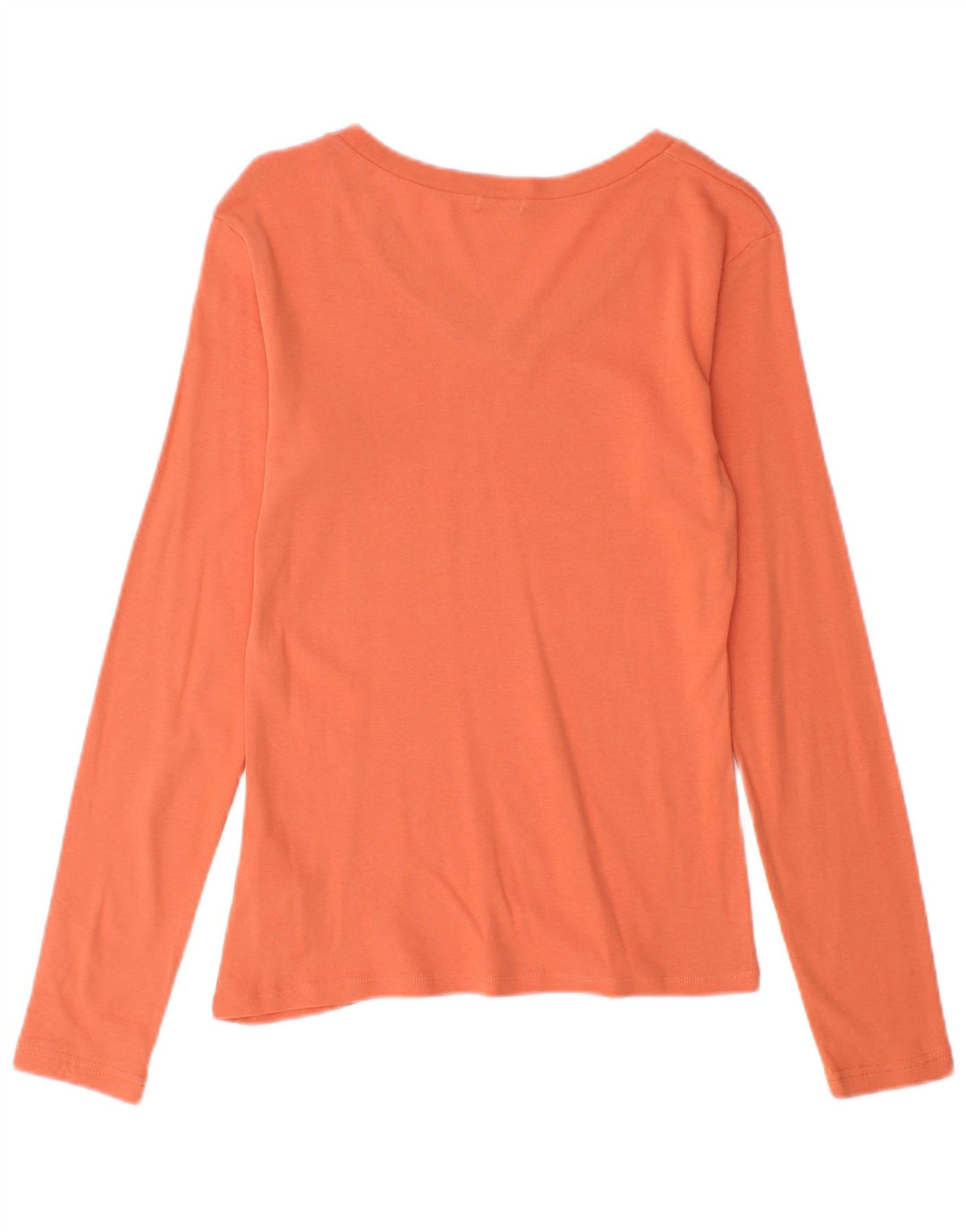Benetton Damen Top Langarm UK 12 Mittelorange Baumwolle
