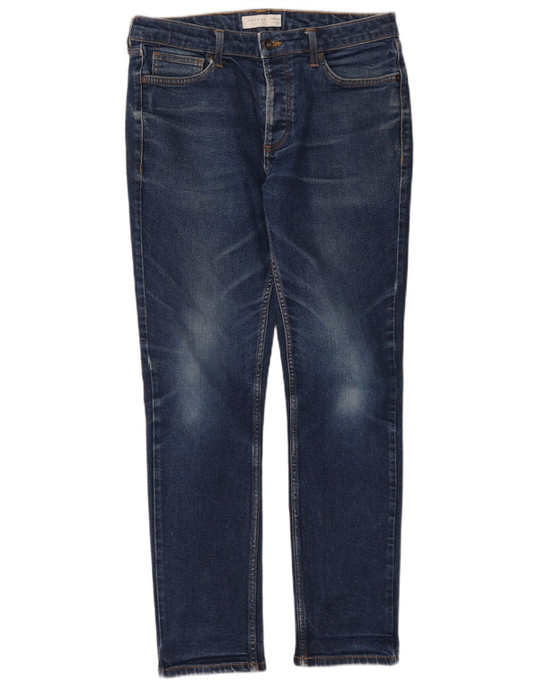 TOPSHOP Herren Slim Jeans W34 L30 Blaue Baumwolle