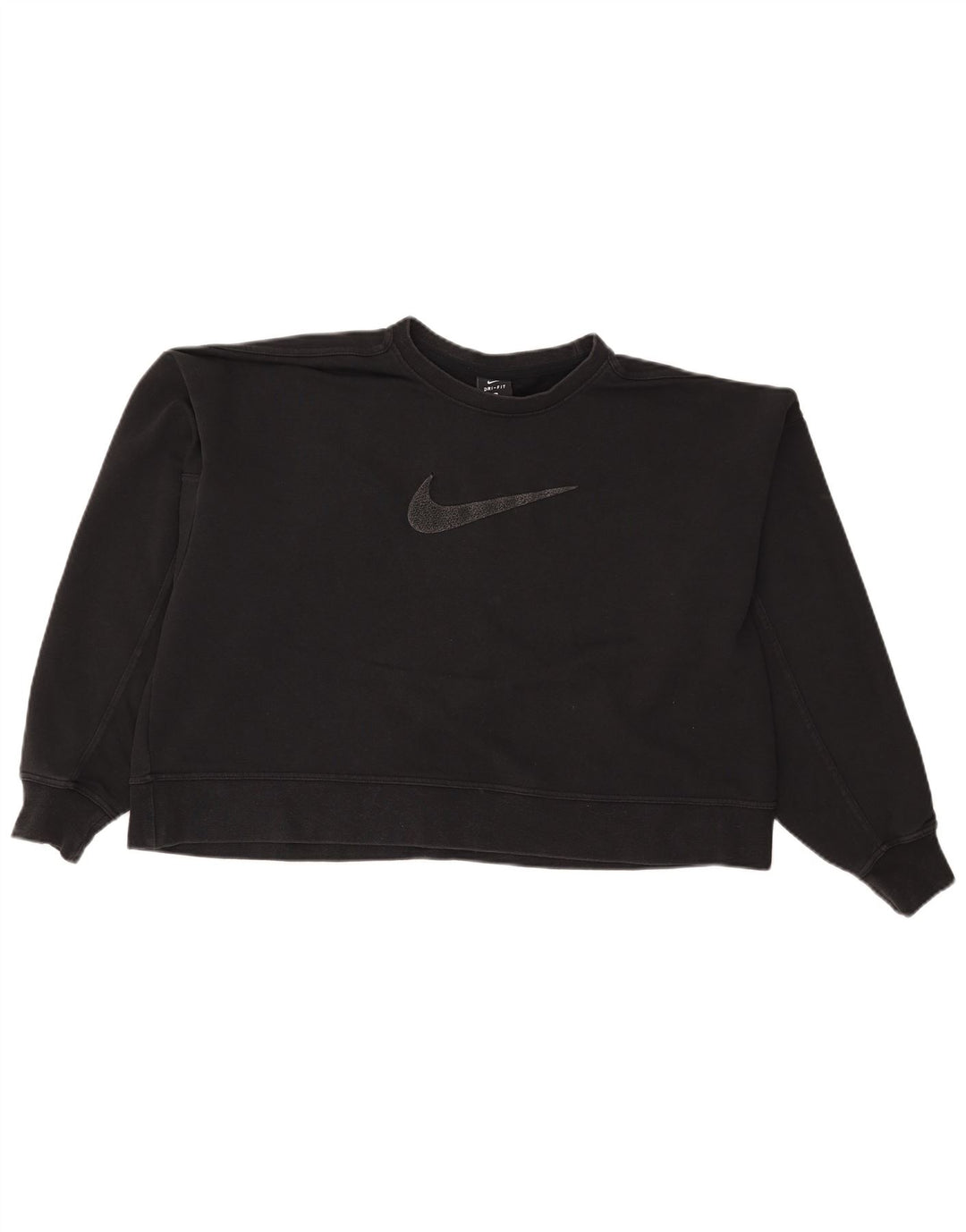 Nike Womens Crop Graphic Oversized Sweatshirt Pullover UK 16 Large Schwarz
