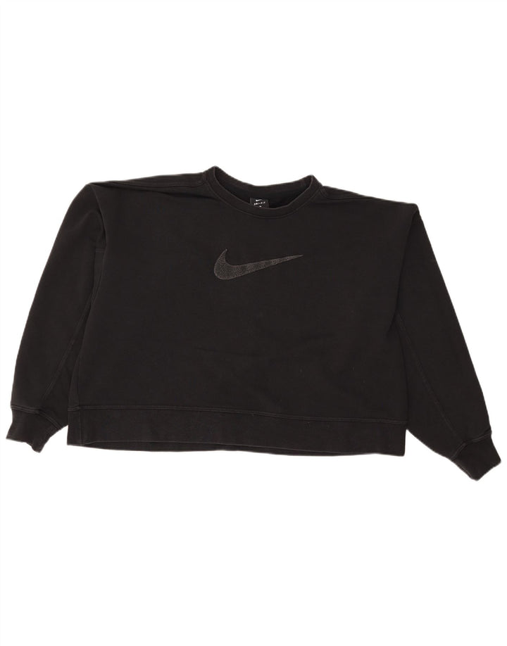 Nike Womens Crop Graphic Oversized Sweatshirt Pullover UK 16 Large Schwarz