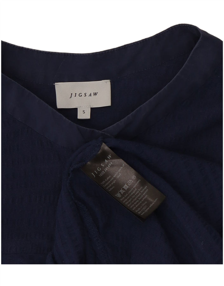 Jigsaw Damen Maxikleid UK 10 Small Marineblau Baumwolle