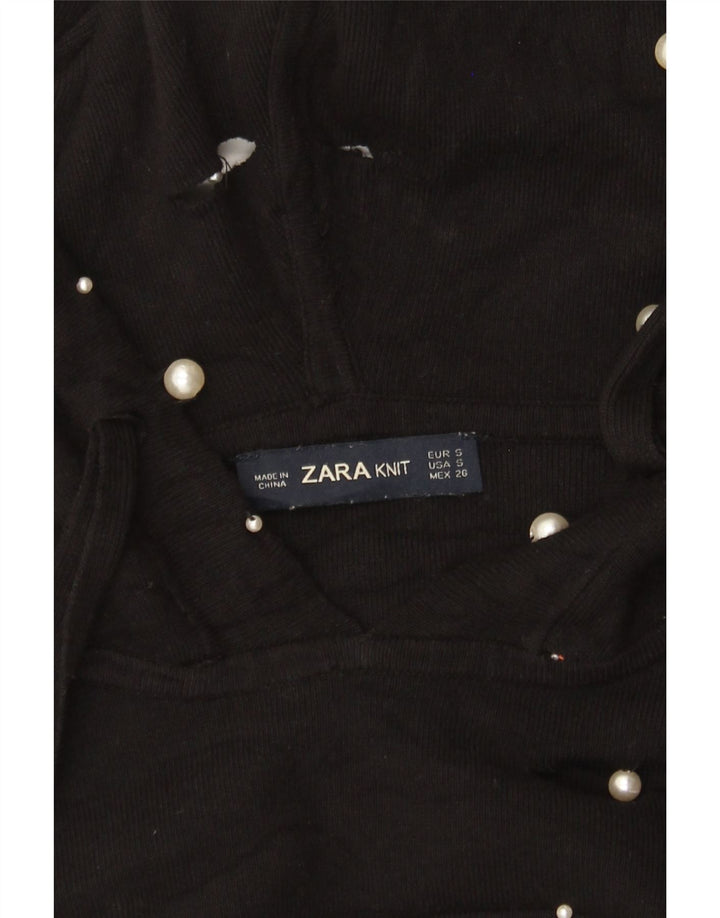 Zara Damen-Pullover mit Kapuze, übergroß, Gr. 10, Größe S, Schwarz