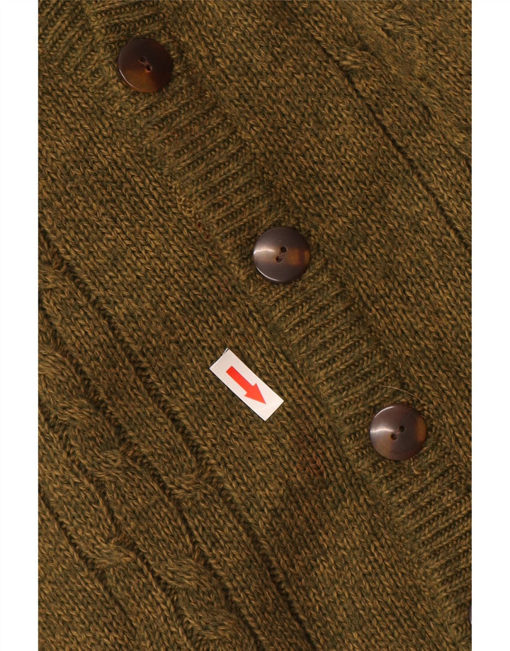 VINTAGE Herren-Cardigan-Pullover, groß, Khaki, Alpakawolle
