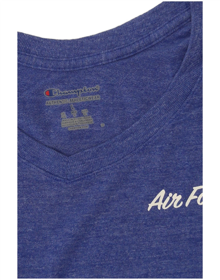 CHAMPION Damen Grafik-T-Shirt-Oberteil UK 16 Large Blau