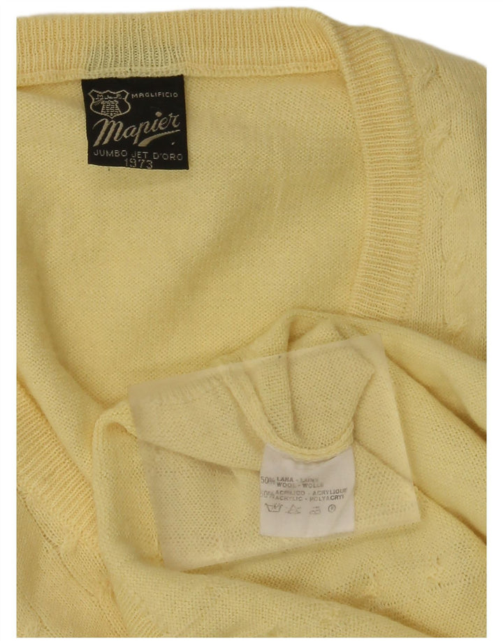 Mapier Herren-Pullover mit V-Ausschnitt aus mittelgelber Wolle