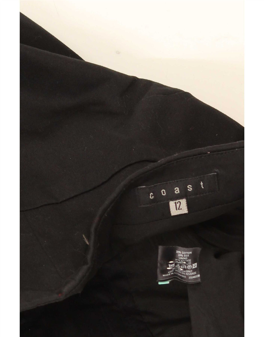 Coast Trägerloses Damenkleid UK 12 Mittelschwarze Baumwolle