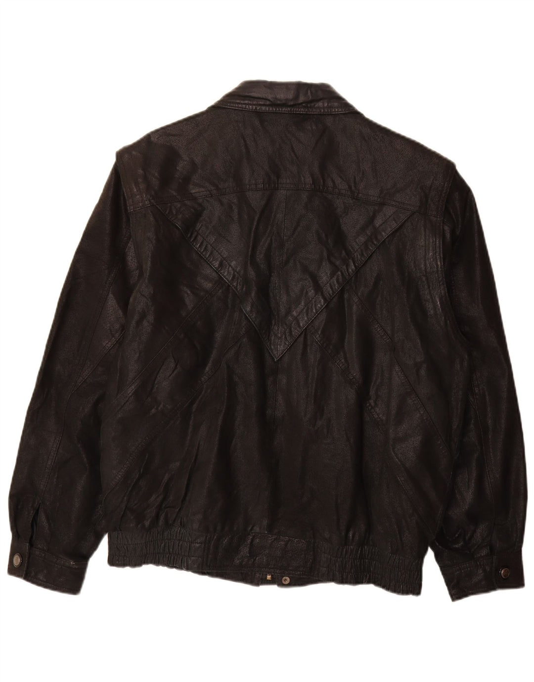 VINTAGE Herren Lederjacke UK 40 Großes schwarzes Colourblock-Leder