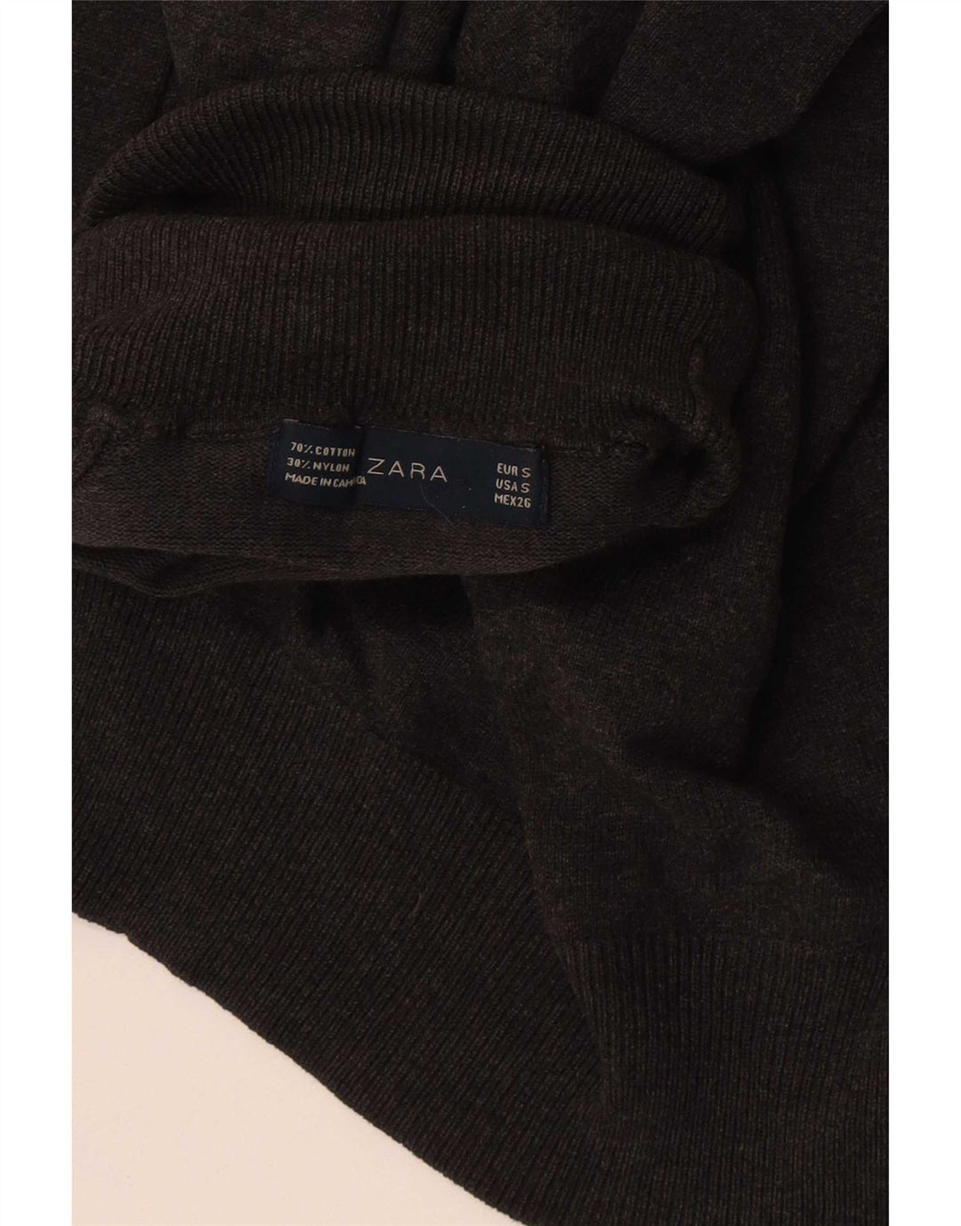 Zara Damen-Pullover mit Rollkragen, Gr. 10, Größe S, Grau, Baumwolle