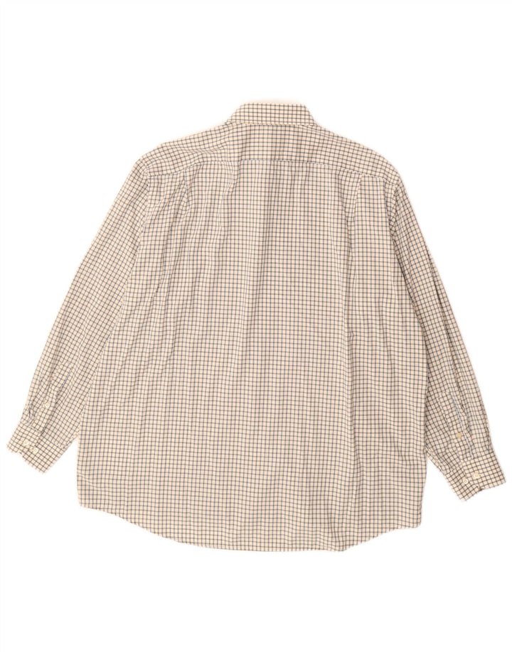 Lacoste Herrenhemd Größe 44 XL Weiße Gingham-Baumwolle